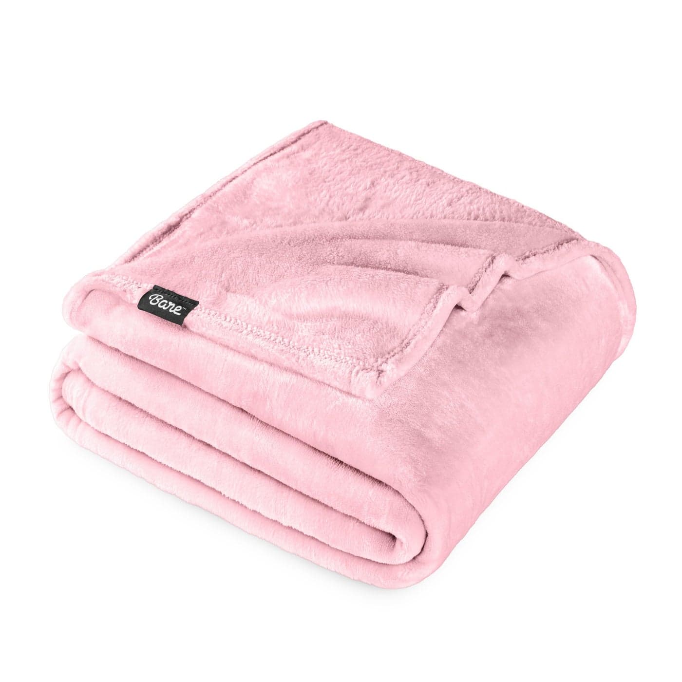 Bare Home Fleece Blanket Extra Long Light Pink Throw for Bed Sofa Couch Movie Night Camping and Travel Microplush Cabin Blanket TwinTwin XL Light Pink