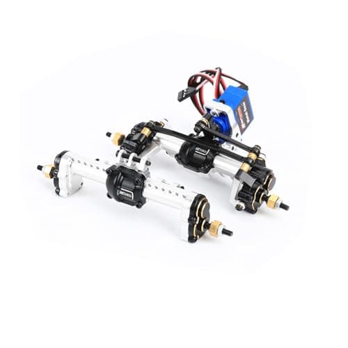 RCAWD Alloy TRX4M Portal Axle with Diff Locker Spool Steering Servo and Center Drive Shaft Set for 118 TRX4M Front Rear Portal Axle Upgrades Part Silver