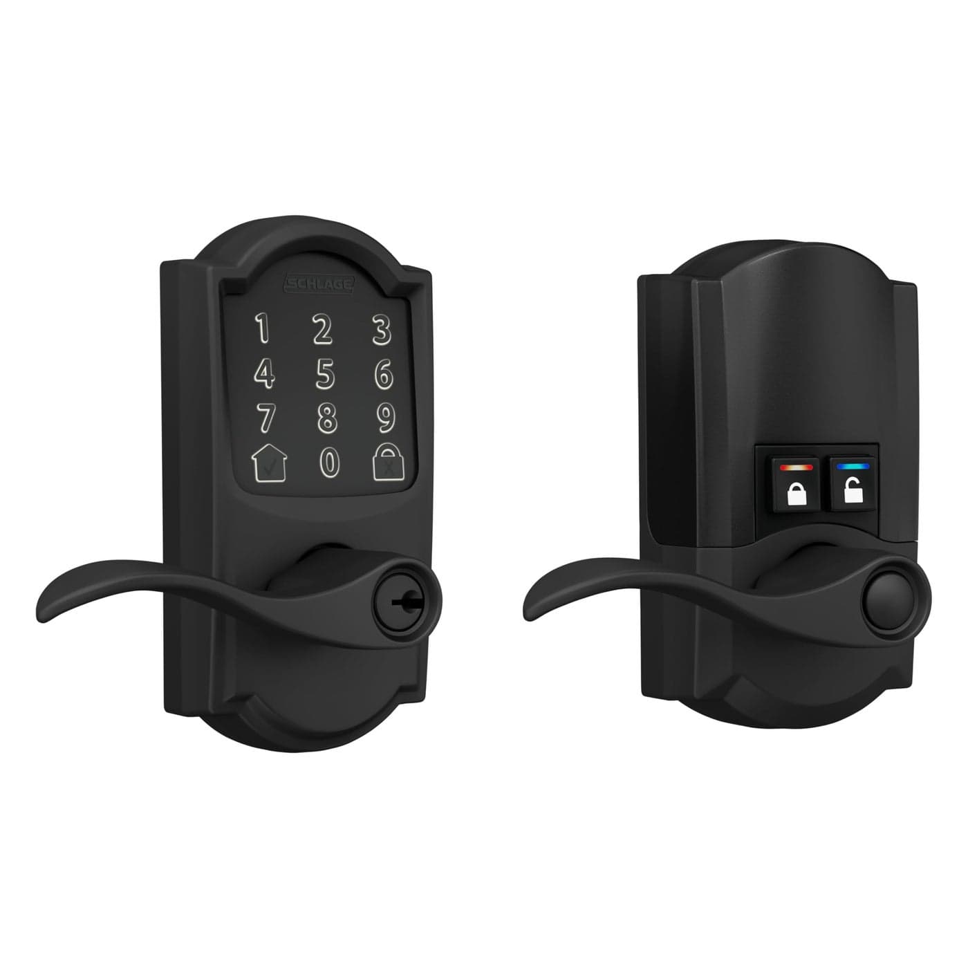 Schlage FE789WB CAM 622 Acc Encode WiFi Accent Lever Smart Lock Keyless Entry Touchscreen Door Lock with Camelot Trim Matte Black