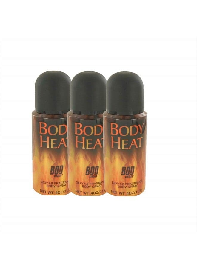 Bod Man Body Heat Sexy X2 Fragrance Body Spray 4 oz Men (Pack of 3)