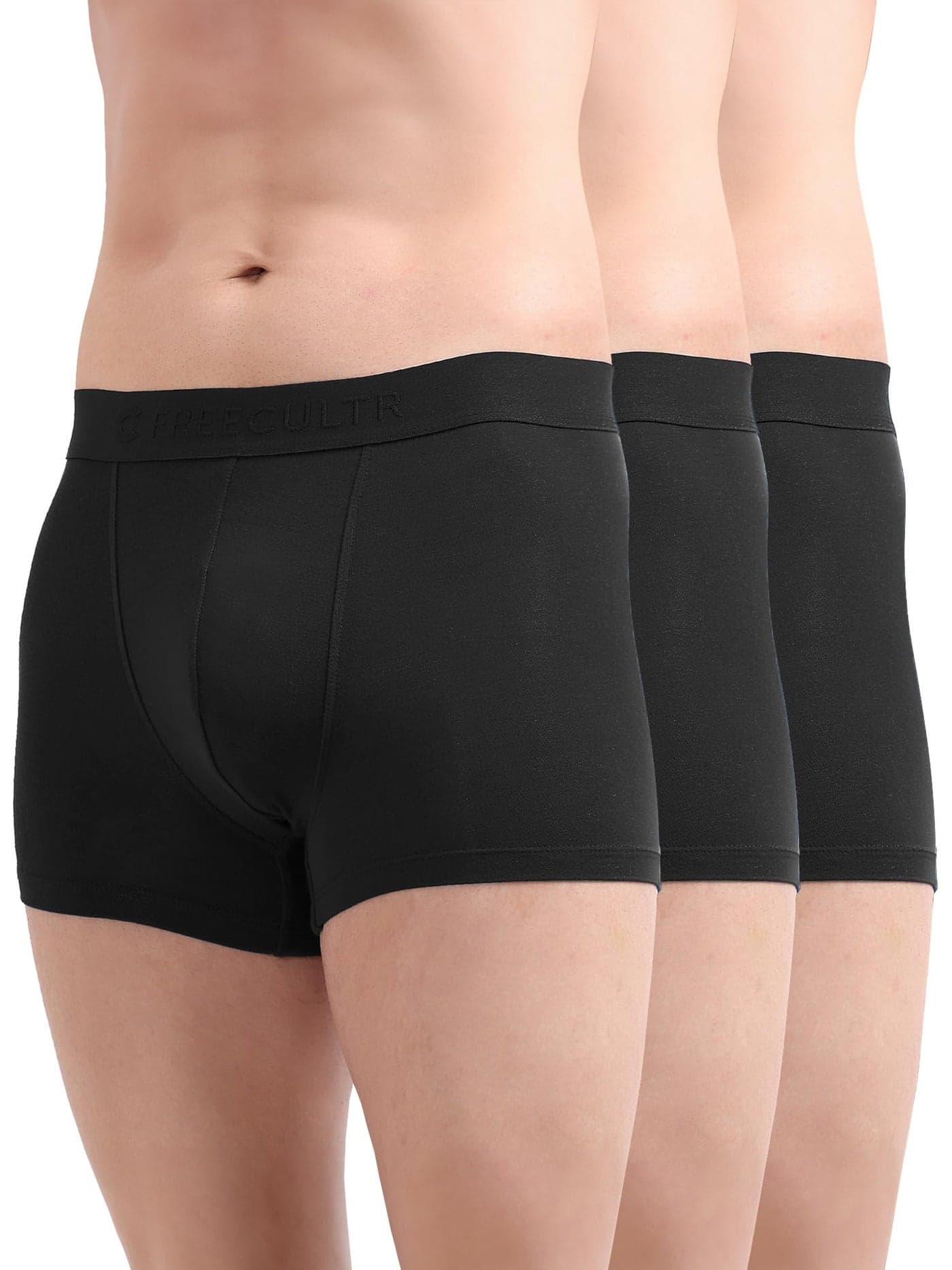 Freecultr Men's Underwear Anti Bacterial Micromodal Airsoft Trunk - Non Itch No Chaffing Sweat Proof - Size M Pack of 3-Sable Black
