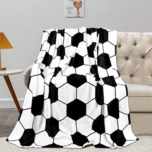 MASTIEE Soccer Blanket, Soccers Gifts for Boys Girls Soccer Lovers, Machine Washable Soft Fleece Throw Blankets for Kids Toddlers Teens, Soccers Decor for Bedroom Lving Room Play Room, 40x50 Inch