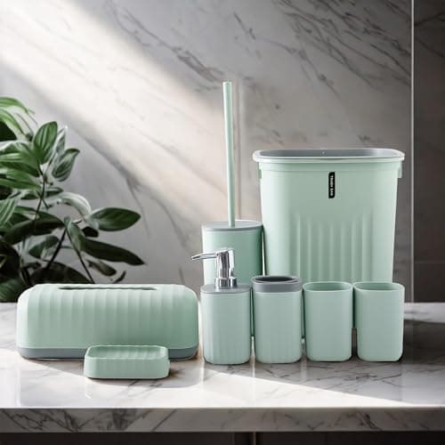 The Better Home Bathroom Accessories Set of 8 Pcs | Soap Dispenser for Bathroom | Toothbrush Holder | Soap Case for Bathroom | Toilet Cleaner Brush | Bathroom Accessories Items