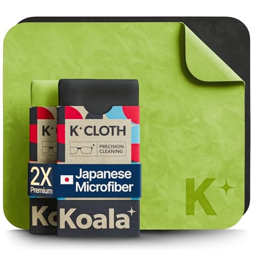 Koala Lens Cleaning Cloth | Japanese Microfiber | Glasses Cleaning Cloths | Eyeglass Lens Cleaner | Eyeglasses, Camera, VR/AR Headset, and Screen Cleaner | Pink & Orange (Pack of 2)
