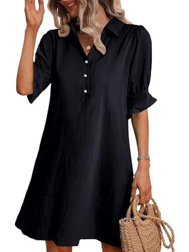 FENSACE Summer Dresses for Women 2025 Navy Blue Shirt Casual Sundresses Women's Wear to Work Dresses