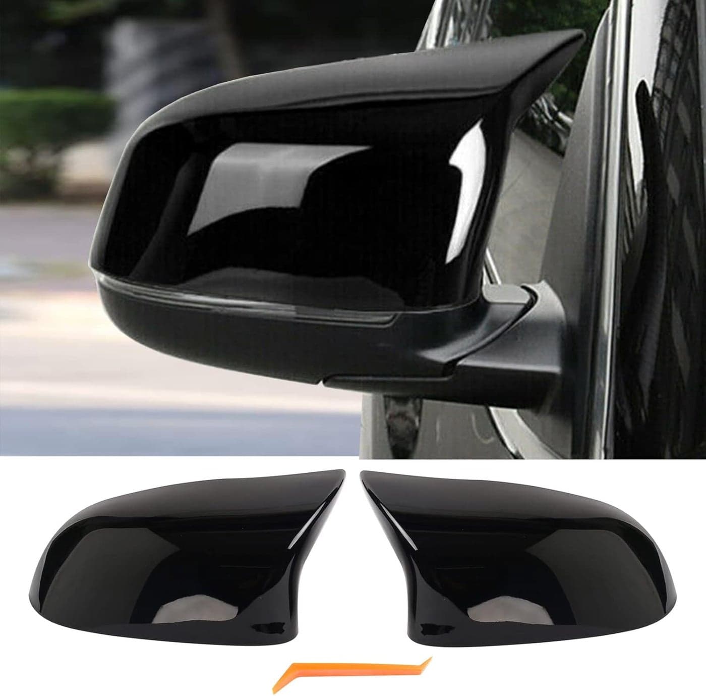 BILLDIO Side Mirror Cover Caps for BMW 2014-2018 X3 F25, X4 F26, X5 F15, X6 F16 - Glossy Black