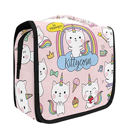 senya Hanging Travel Toiletry Bag Kit Makeup Case Cosmetics Organizer for Men Women unicorn cat