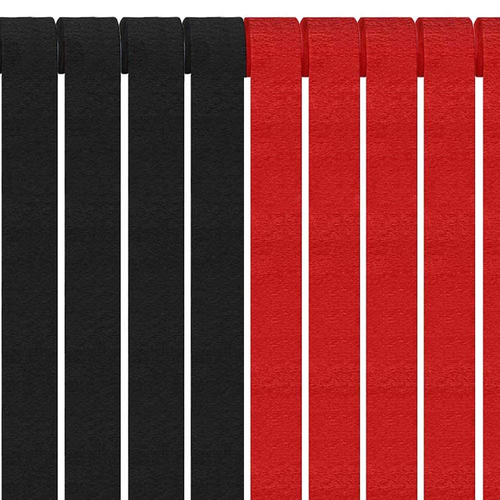 ZOOYOO 81 Feet Black and Red Party Streamers 6 Rolls Black and Red Crepe Paper Streamers Decorations