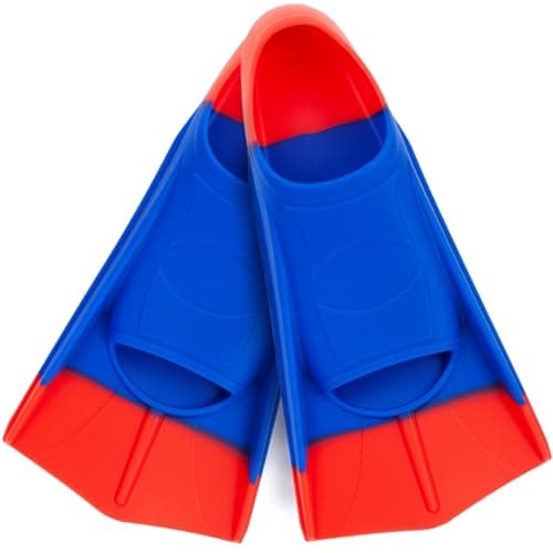 Prsca Kids Swim Fins,Short Youth Lap Swimming Flippers,Soft Silicone Training Fins for Children Girls Boys Beginners