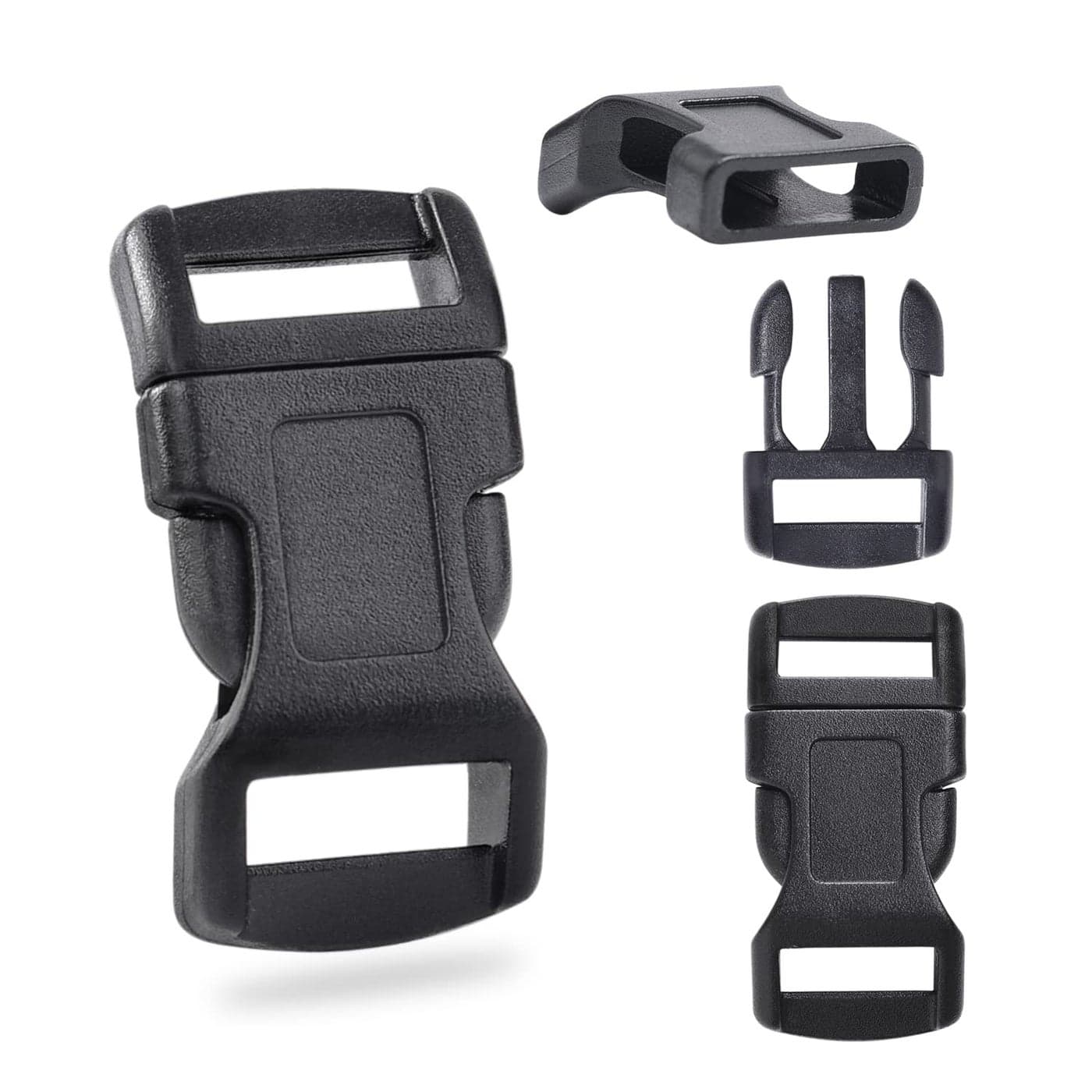 CooBigo 60 Pack 12 Paracord Buckles Clips Curved Paracord Bracelets Buckle Plastic Side Release Clasps for Parachute 550 Cord Parachute Bracelets Clasps Clips Dog Collar Straps Accessories