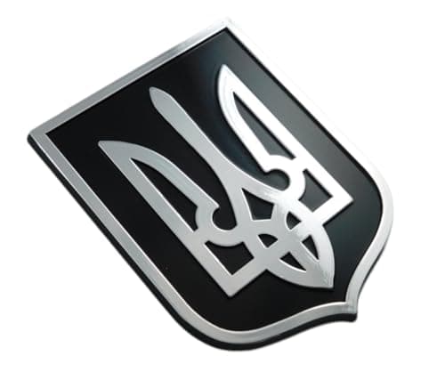 PLNPUBC Ukraine Trident Tryzub Black Chrome Plastic car Emblem Decal Sticker Crest UBC