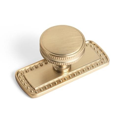 GooKi Champagne Brozne Knob with Backplate Plate Zinc Alloy Hardware 6 Pack Modern Champagne Brass Drawer Knob for Cabinet Kitchen