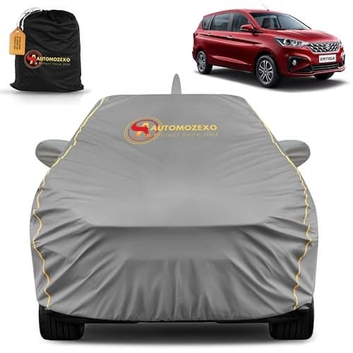 AUTOMOZEXO Maruti Ertiga 100% Waterproof Car Cover for All Weather Protection with Mirror & Antena Pocket Inner Cotton Triple Stitched Cover with Adjustable Belt Bottom Elastic to Secure Fit -Jungle