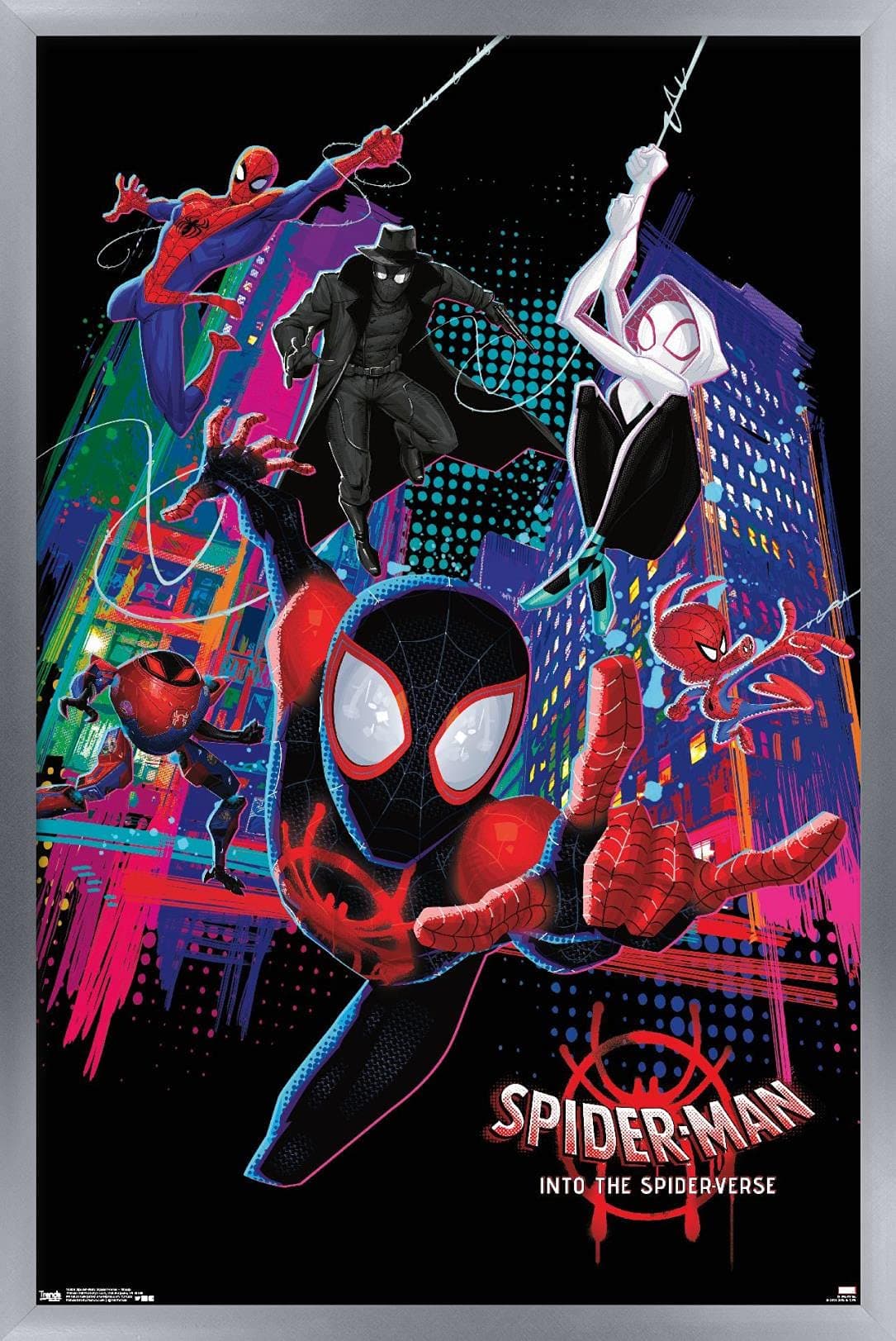 Trends International Marvel SpiderMan Into The SpiderVerse Group Wall Poster 22375 x 34 Silver Framed Version