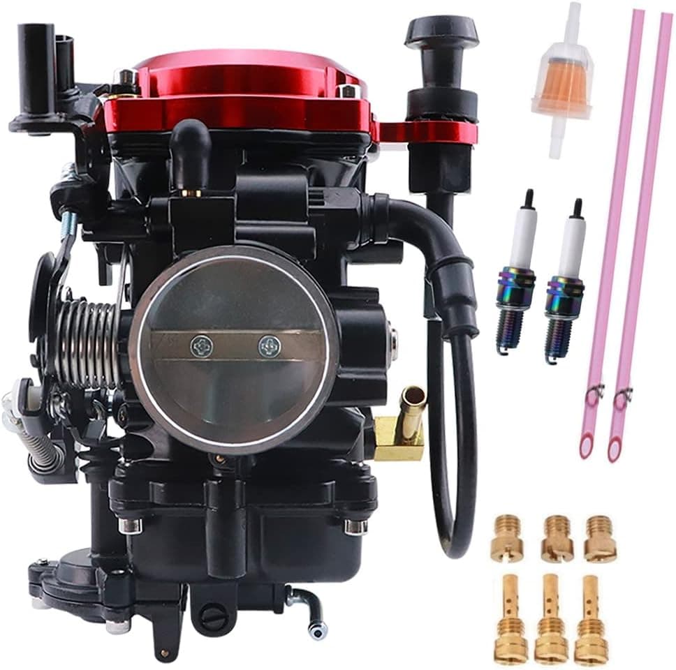 JIK Carburetor for Harley Davidson Road King Twin Cam 40mm CV40 Softail Dyna Sportster XL883 XL1200 - Red