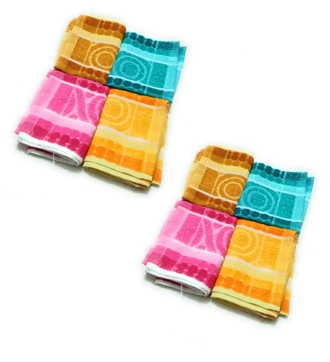 Cotton Colors 300 GSM 8 Piece Cotton Hand Towel Set - Multicolor_D39