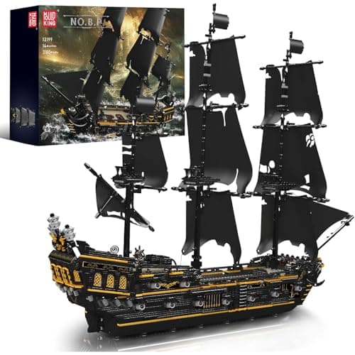 Mould King 13199 Pirates Ship Model Building Blocks Kits MOC Large Black Pearl Sailboat Model Construction Set to Build Gift for Age 14Adults Collections Enthusiasts 3180 Pieces