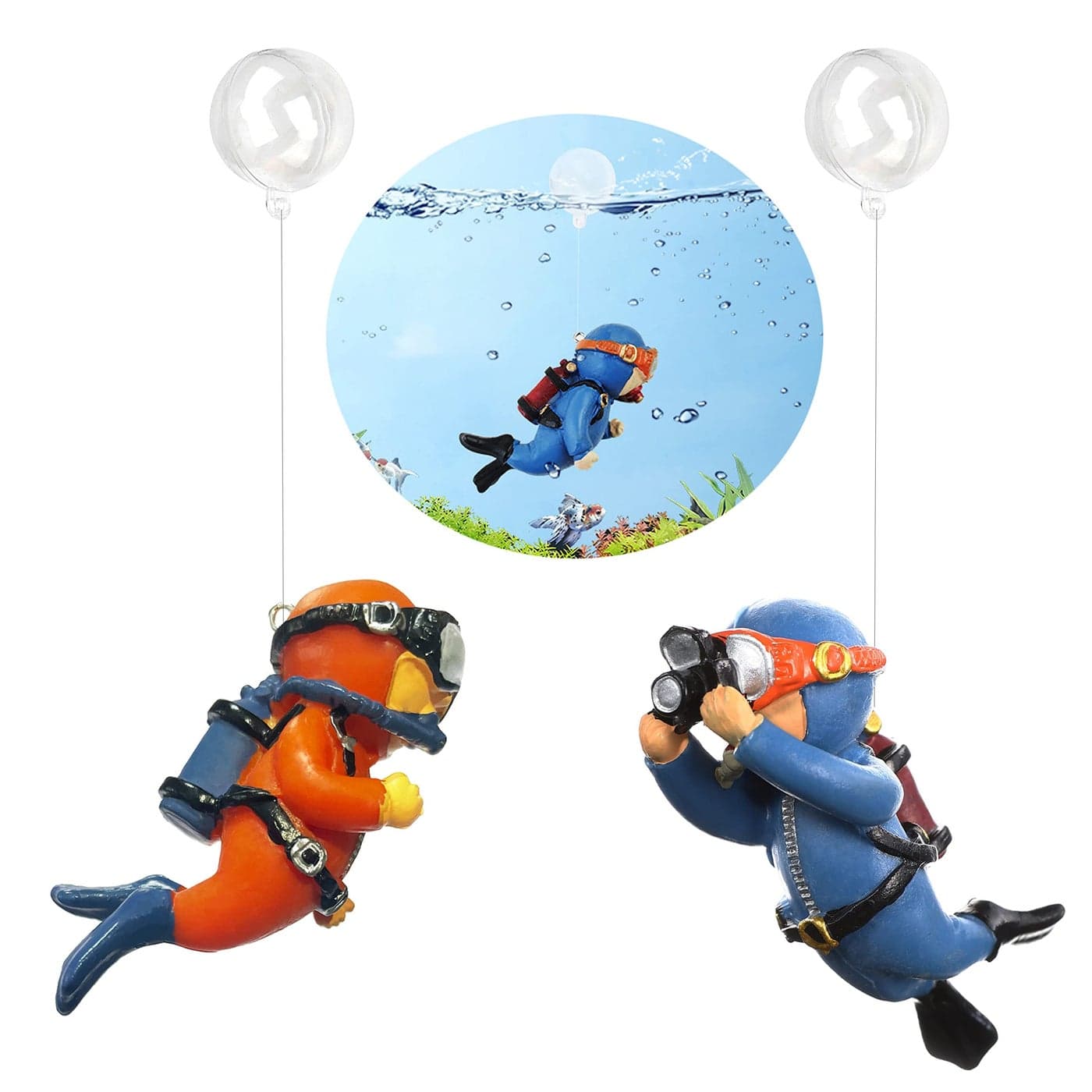 SUPTEC 2Pack Floating Fish Tank Decorations Little Diver Aquarium Decoration Aquarium Accessories Fish Playmate for Fish Tank Suitable for All Kinds of Fish Tanks Swimming Pool