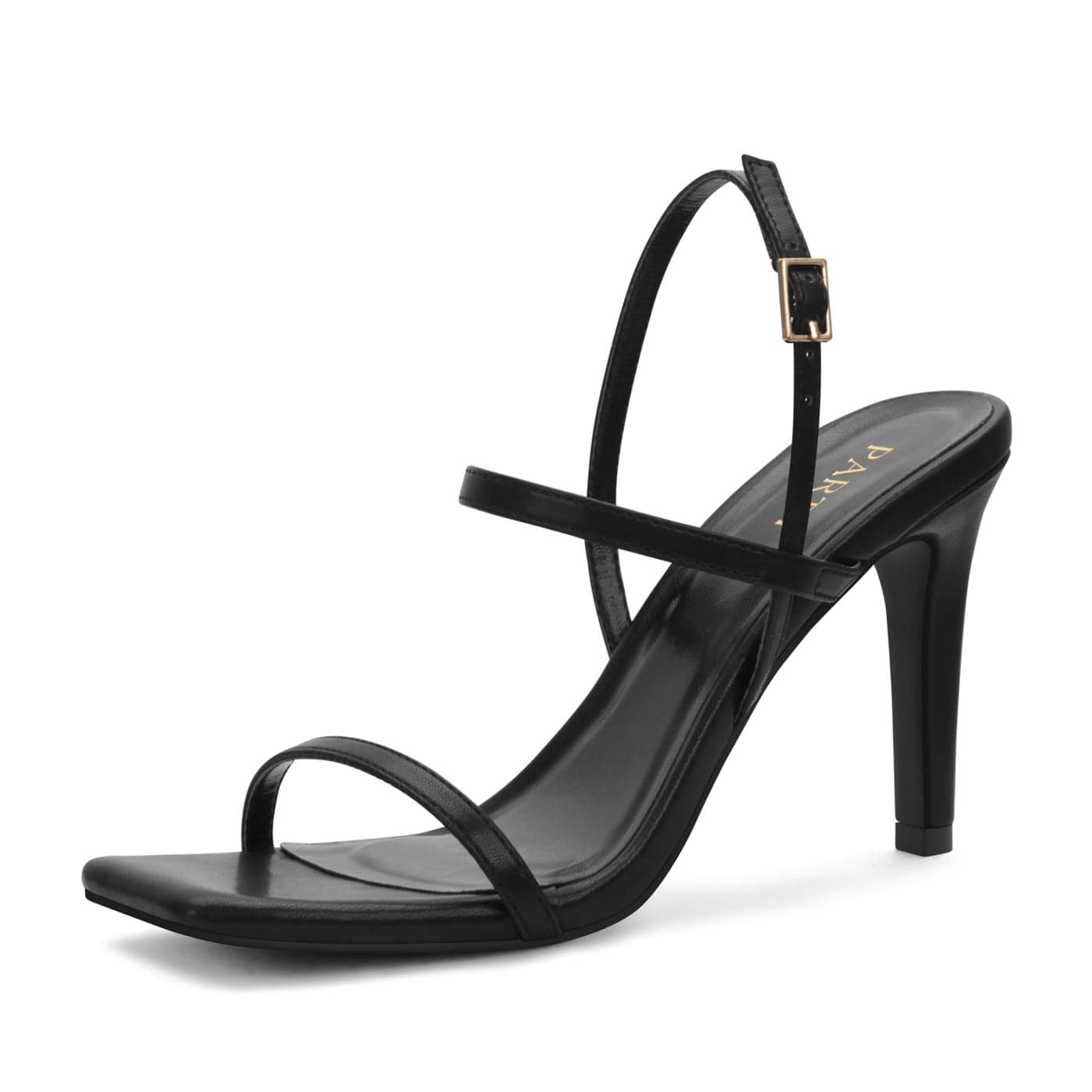Womens Strappy High Heeled Sandals Open Toe Ankle Strap heels Comfy Weddings ShoesEMMABlack Pu9O1