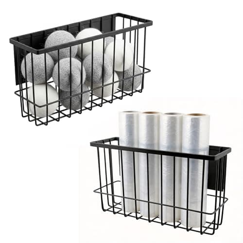 Restynic Magnetic Basket Organizer for Fridge and Locker Carbon Steel Storage Bin 1024 x 315 x 61 in for Dryer Balls Wrap Spices and Small Items Black