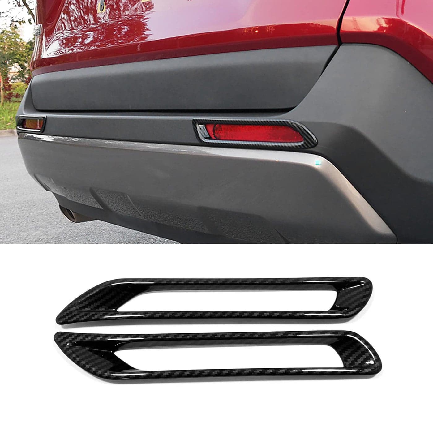 KELEIMAI Car Accessories Fit For Toyota RAV4 20192022 2023 2024 2025 Exterior Rear Bumper Reflector Fog Lights Cover Trim Carbon Fiber Style ABS 2 PCS