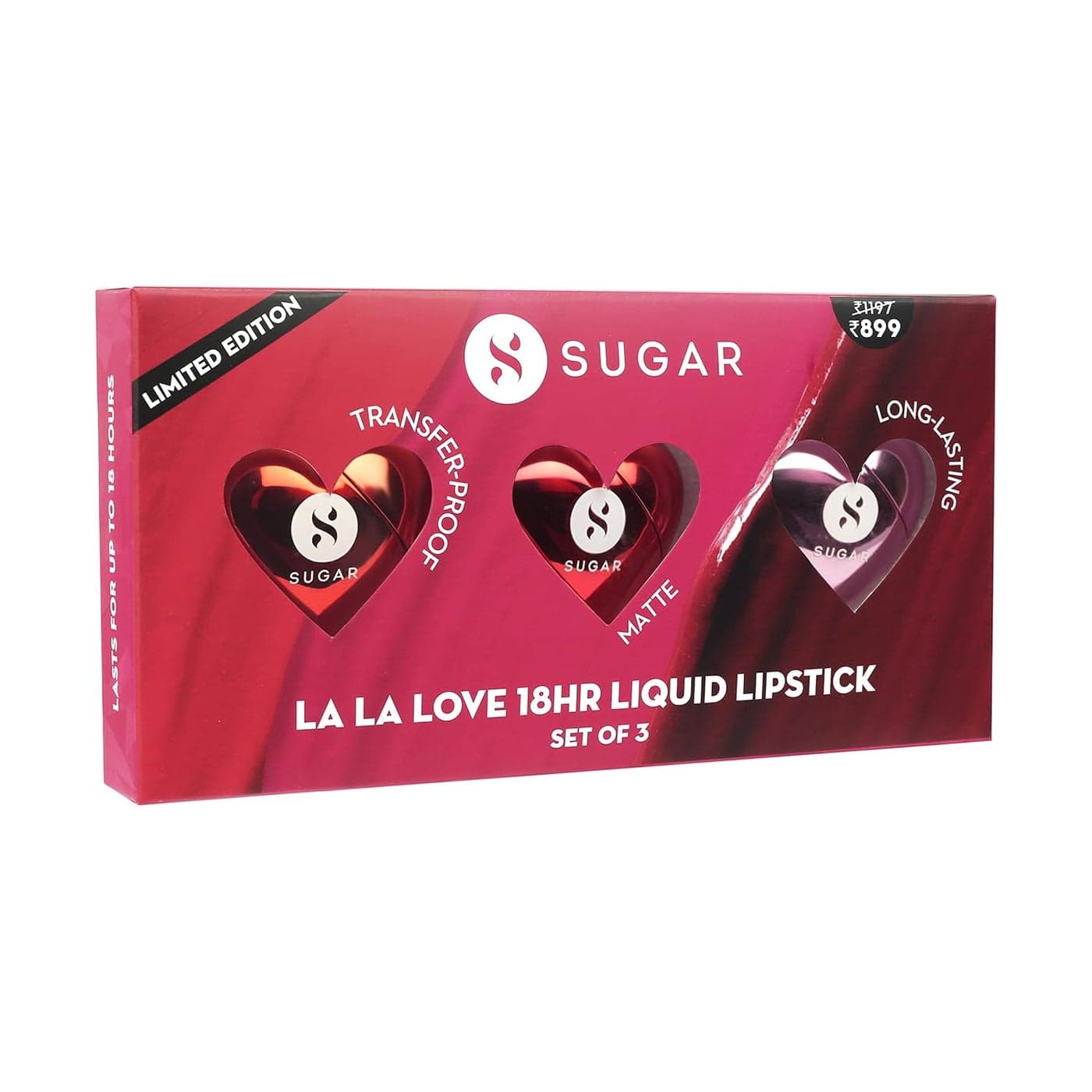 SUGAR Cosmetics La La Love 18HR Liquid Lipstick Set Transferproof Waterproof Matte Finish Makeup Kit Gift Set Pack of 3