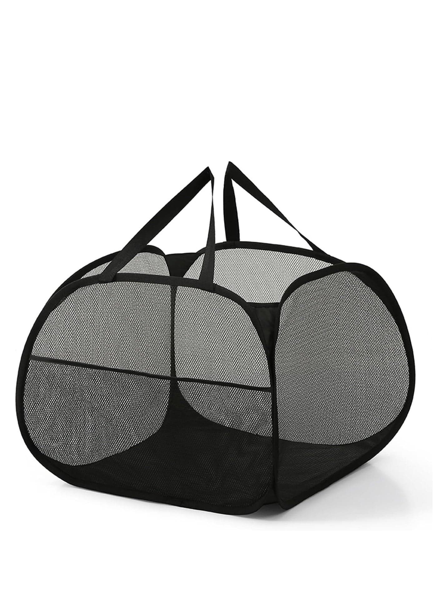 Collapsible Mesh Laundry Basket,Foldable Pop Up Laundry Hamper with Side Pocket,Removable Clothes Storage Bin with Handle for Laundry Room,College Drom,Bathroom,Kid Room,Travel,95L,Black