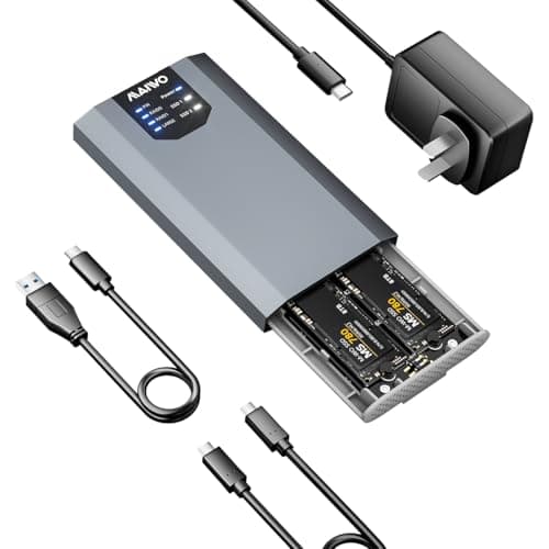 MAIWO Dual M.2 NVMe SSD Enclosure with 4 RAIDs, M.2 NVMe PCIe RAID Enclosure Supports RAID0/1/PM/Large, USB 3.2 Gen2x2 Type-C 20Gbps Speed, 8TB Capacity