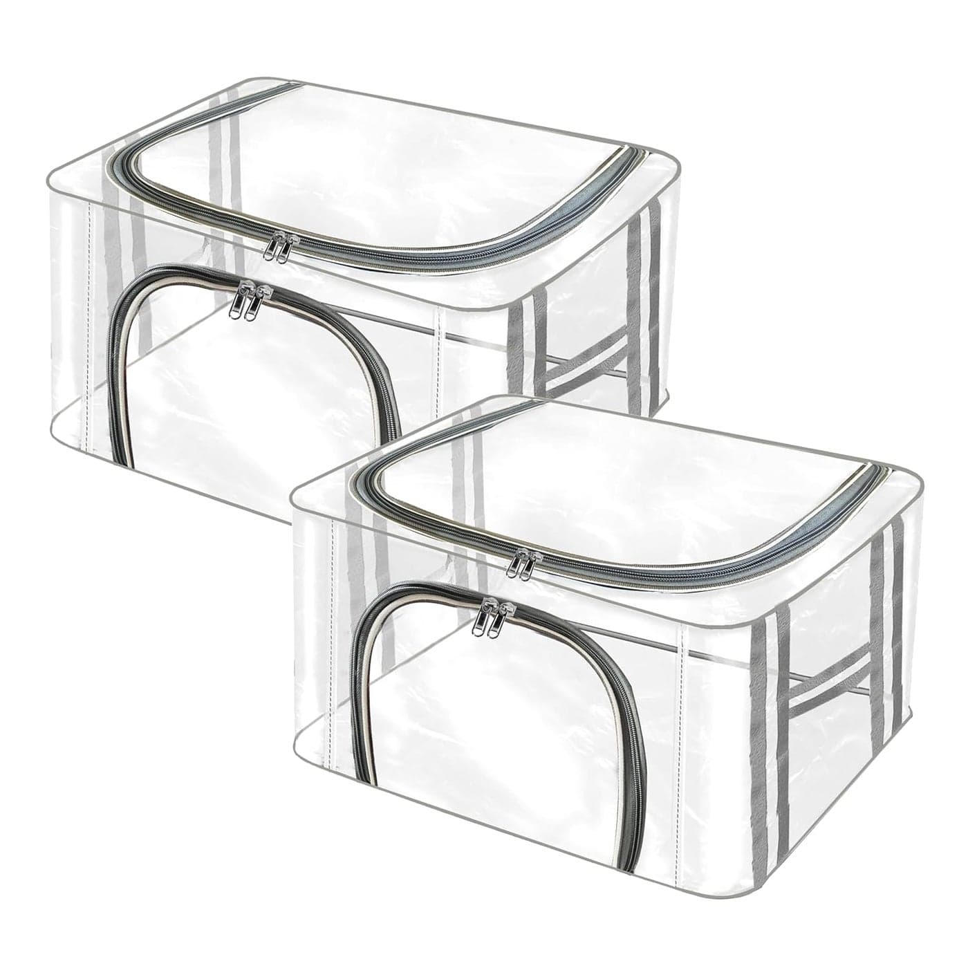 TULMAN 2Pack PVC Transparent Storage Box for Clothes Saree Blanket MoistureProof Wardrobe Organizer with Carry Handle for Closet Bedroom Underbed Storage
