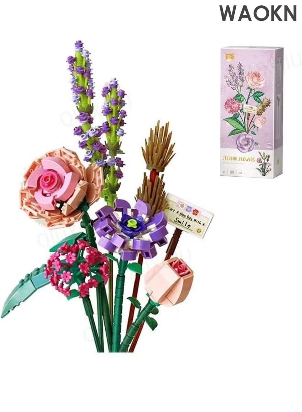 Flower Bouquet Building Kit , Unique Gifts for Adults Birthday Gifts Bricks Plastic Flowers DIY,547pcs , Floral bouquet decoration, flower arrangement desktop ornament , ABS material , unisex ,Flower bouquet assembly building blocks .