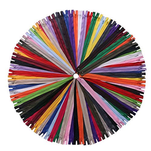 YAKA 60 Pack of 5 Inches Mix Nylon Coil Zippers Bulk - Supplies Zippers for Tailor Sewing Crafts (20 Color)