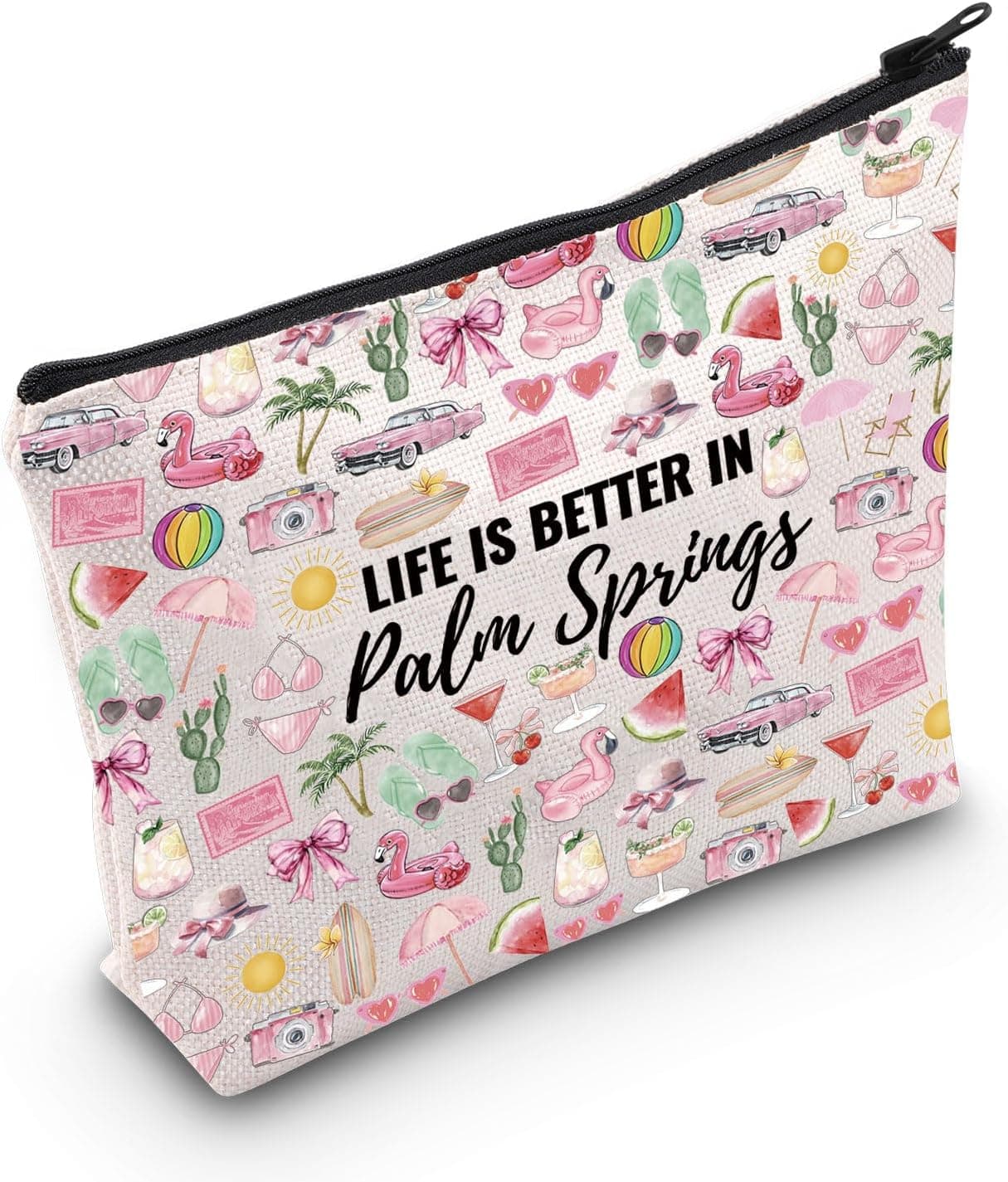 WCGXKO Palm Springs Gifts For Women Palm Springs Party Gift Life Is Better In Palm Springs Travel Gift Makeup Bag (Better In Palm Springs Bag)