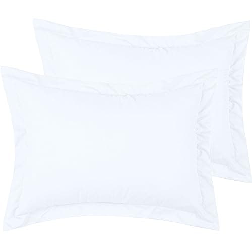 Mellanni Pillow Shams Set 2 PC Iconic Collection Decorative Pillow Covers Soft Cooling Wrinkle Fade Stain Resistant Luxury Bed Accessories King 20 x 36 White