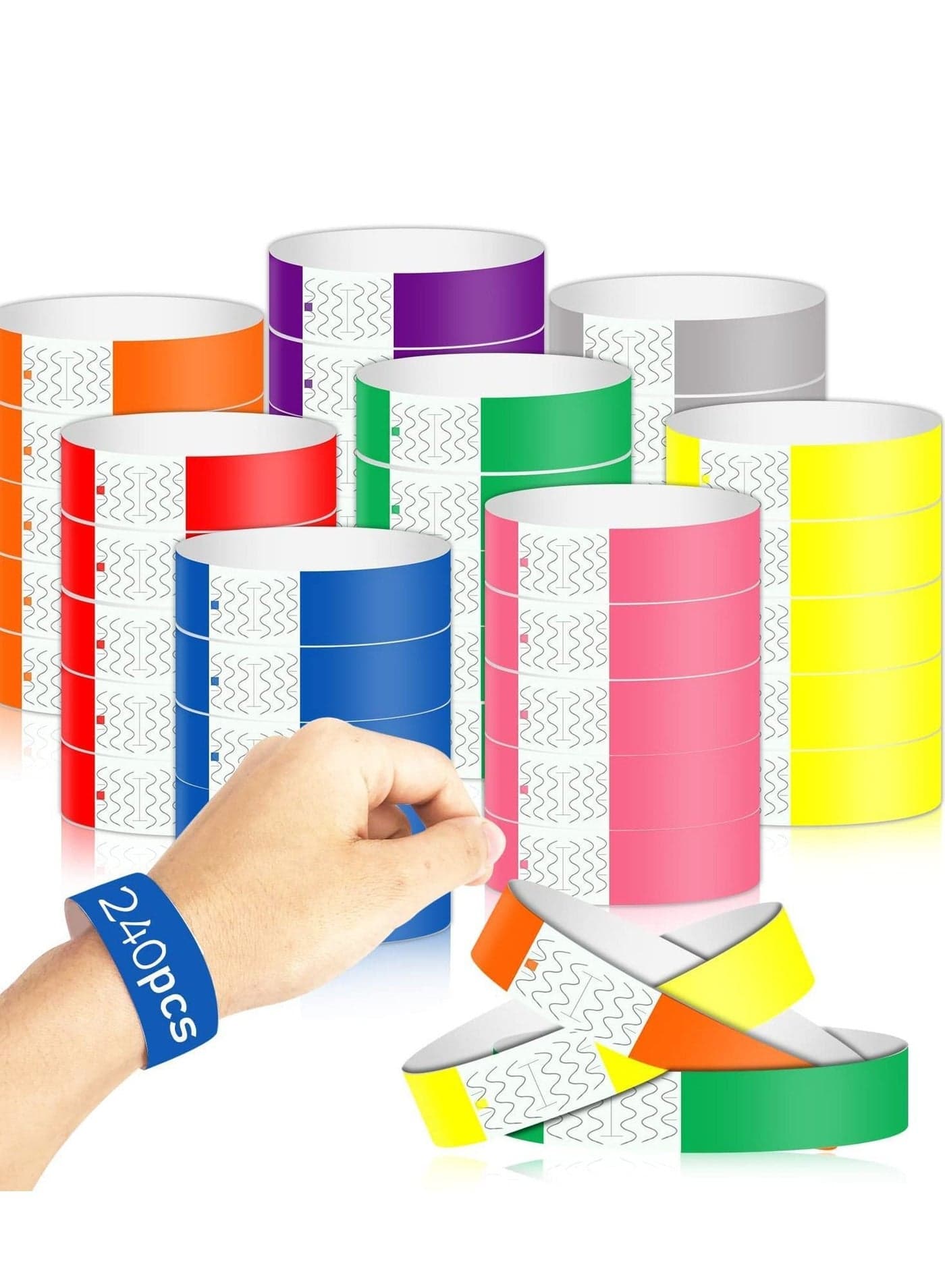 Paper Wristbands For Events Neon Wrist Colored Waterproof Hand Party Clubs Lightweight Concert Adhesive 240 Pack