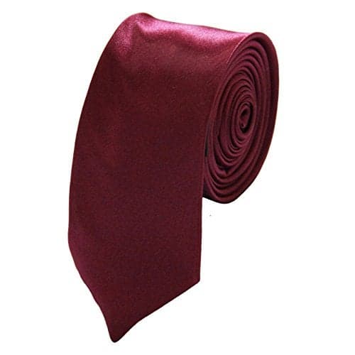 Soophen Mens Solid Color 2" Skinny Tie- Grape