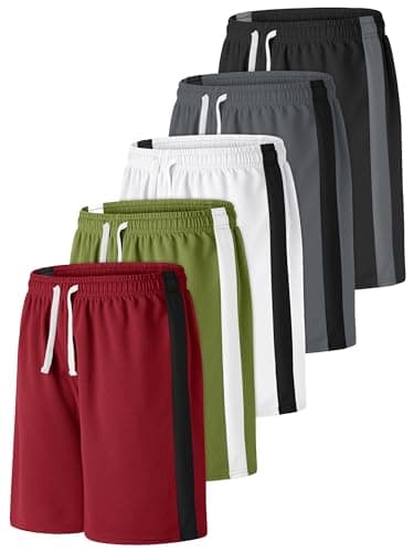 Resinta 5 Pack Boys Shorts Boys Basketball Athletic Shorts Kids Active Gym Soccer Sports Shorts Mesh Quick Dry Elastic Waist