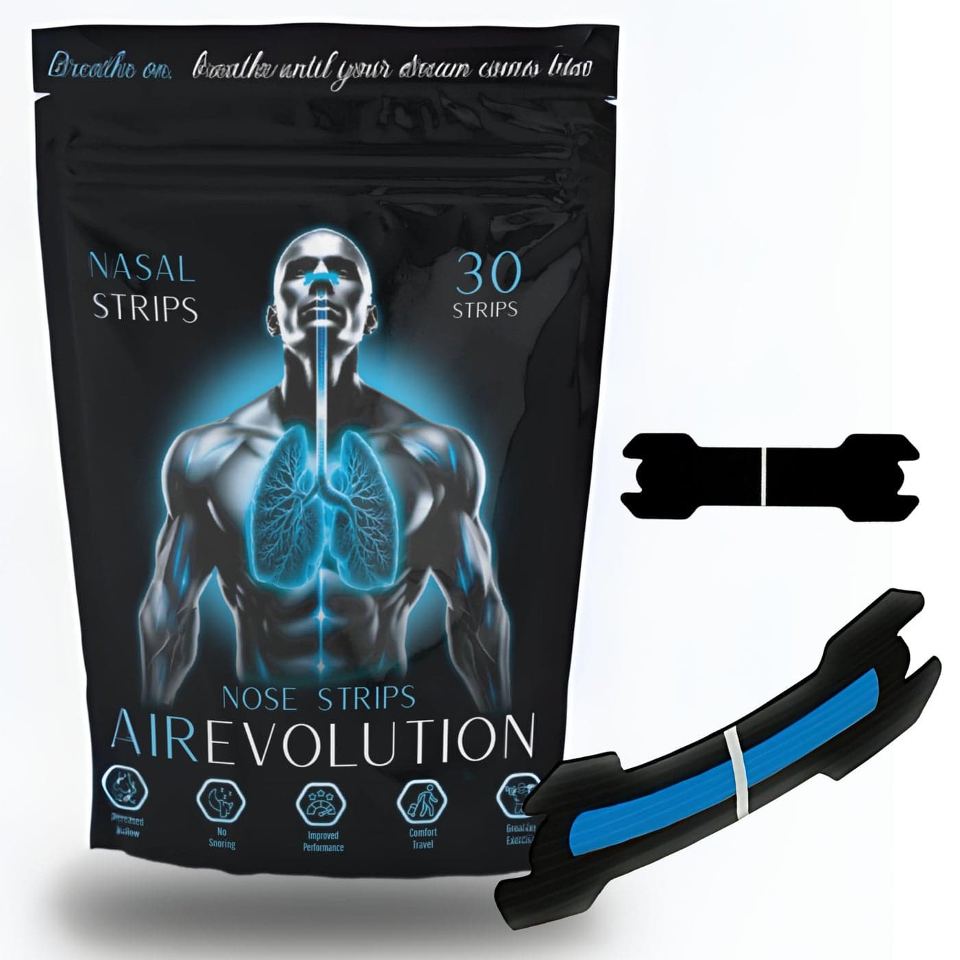 Airevolution Nose Strips for Breathing One Big Spring Technology Visual Positioning Aid 30 Count Nasal Strips for Snoring Anti Snoring Devices for Better Sleep Congestion Relief