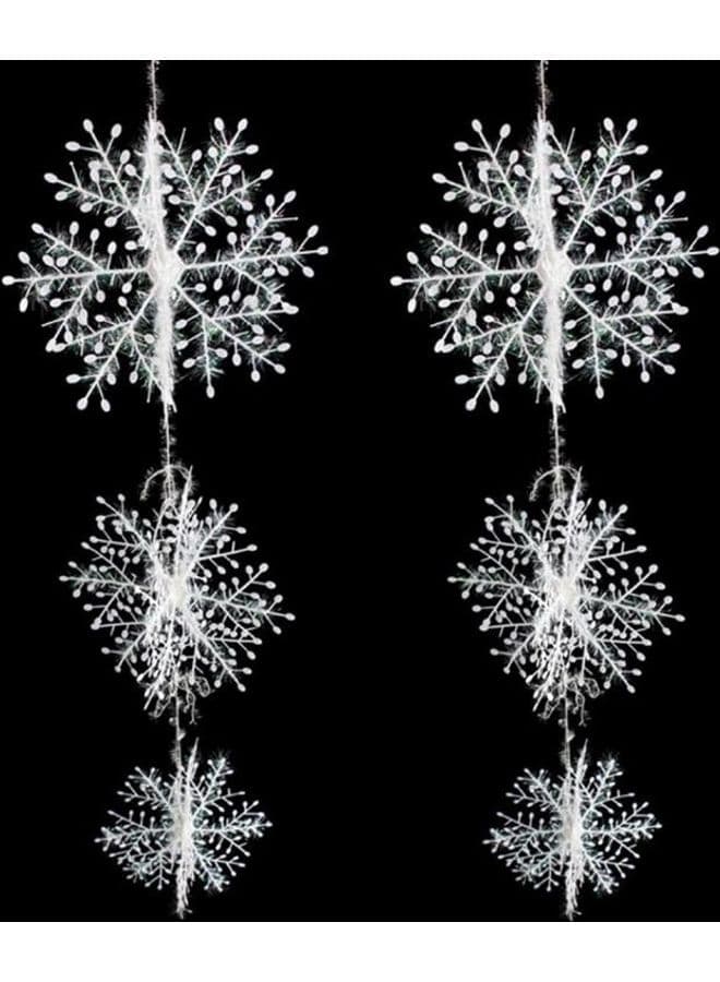 3D Plastic Snowflake Decoration Set White