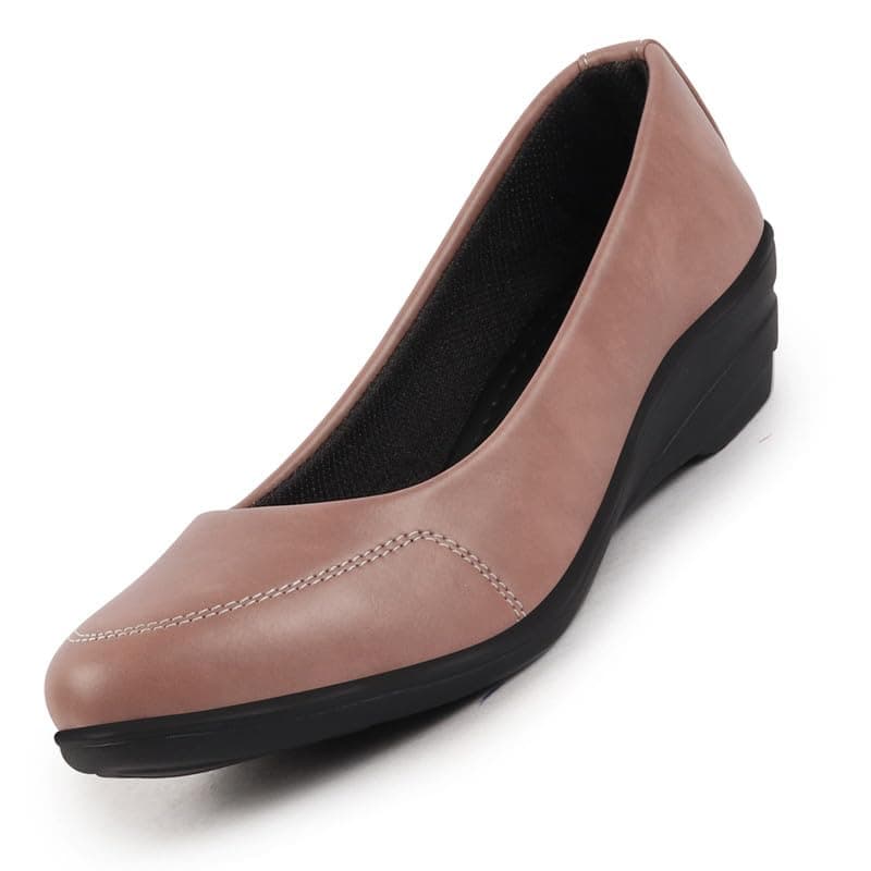 FAUSTO FST FJDWC-7022 PEACH-40 Women's Peach Formal Platform Wedge Heel Slip On Ballerina Shoes (7 UK)