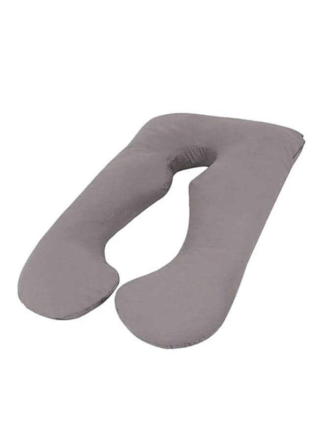 U Shape Comfortable Maternity Pillow Microfiber Grey 70x25x120cm