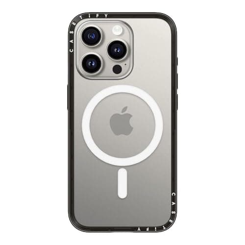 CASETiFY Compact iPhone 15 Pro Case Slim and SleekCompatible with Magsafe 4 ft 2X Military Grade Drop Protection Clear Black