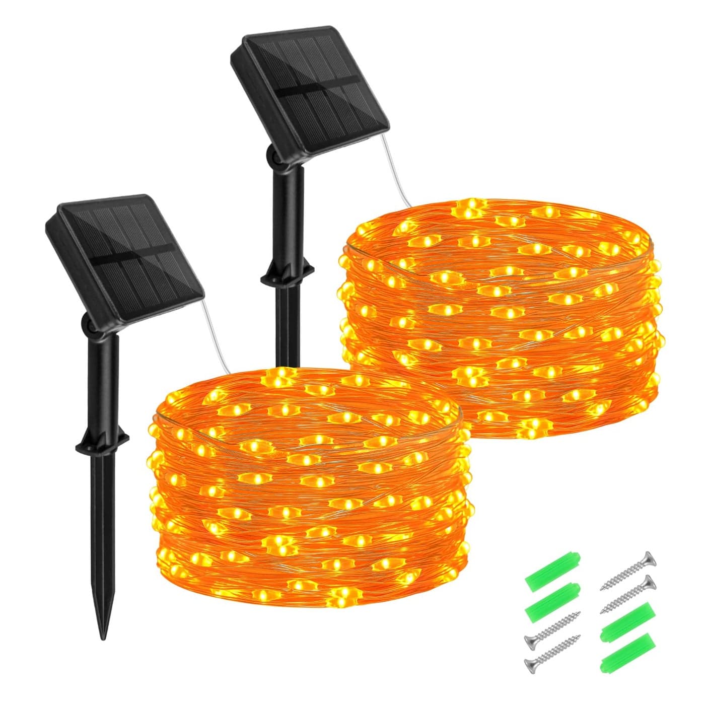 cshare Halloween String Lights Outdoor Waterproof Orange Solar Fairy Lights 164ft 50LED 8 Modes Orange Fall Outdoor Lights for Fall Decor Outside Pathway Patio Party Backyard Decorations