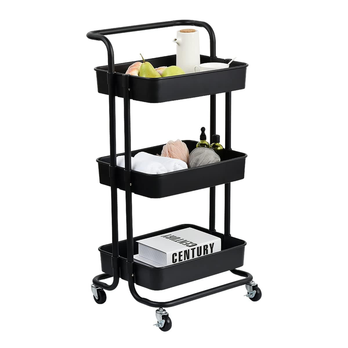 PYUTier Kitchen Utility Serving Trolley Shelf Rack Organizer Home Bedroom Office Storage Rolling Salon CartBathroom Toy Rack