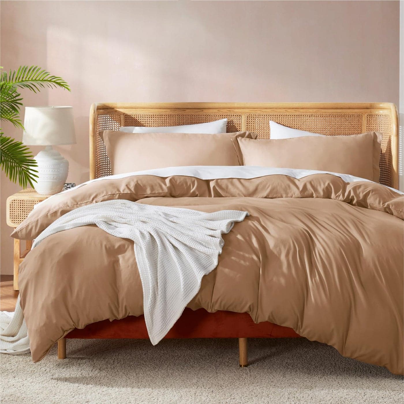 Nestl Mocha Brown California King Duvet Cover Sets Soft Double Brushed Cal King Duvet Cover 3 Piece with Button Closure 1 Duvet Cover 104x98 inches and 2 Pillow Shams