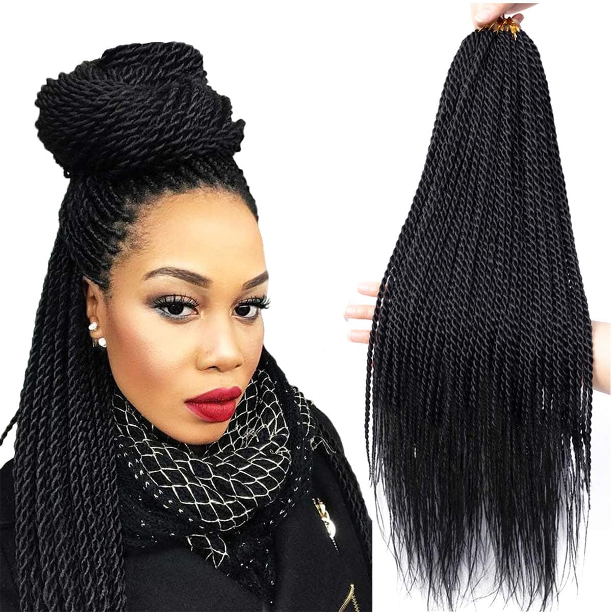 NAYOO Senegalese Twist Crochet Hair for black women 22 Inch 8 Packs Crochet Braids hair 3435 StandsPack small Crochet Hair Hot Water Setting22 Inch 1B
