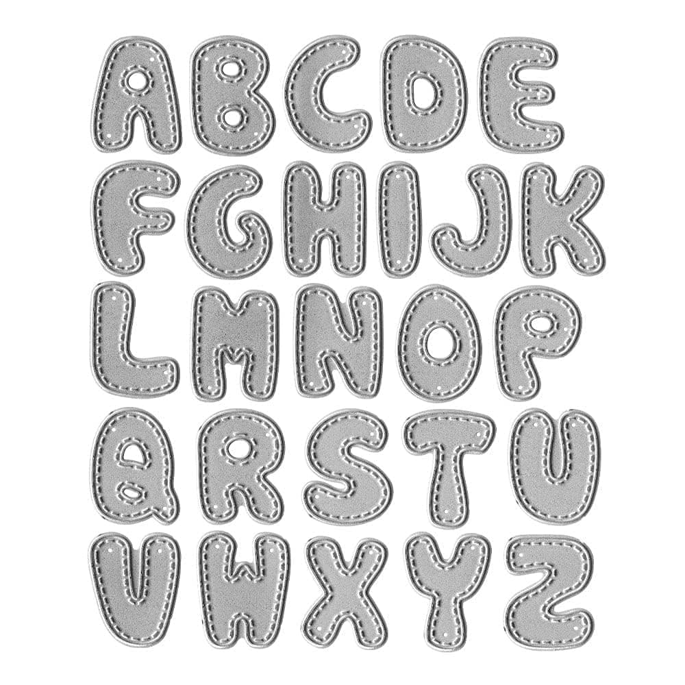 Metal Dotted Line Capital 26 Alphabet Cutting Dies Spelling Letters Die Cuts for Card Making Stencil Embossing Tool Scrapbooking DIY Etched Craft Dies