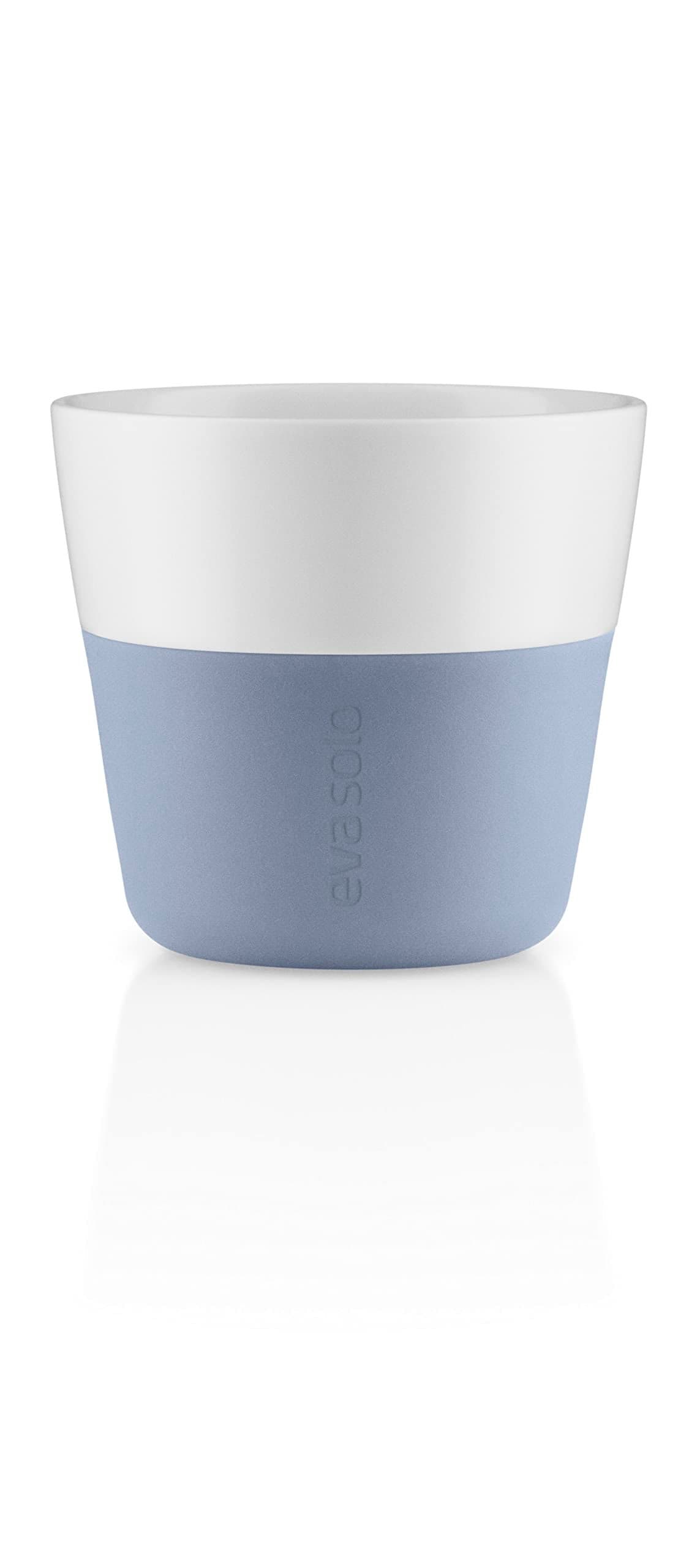 Eva Solo | 2 Lungo Tumbler Mugs | 8 oz Porcelain Coffee Cup Tumblers with Silicone-coated Grip | Dishwasher Safe | Danish Design, Functionality & Quality | Blue sky