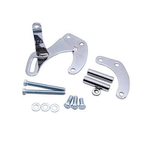 SWP Power Steering Pump Bracket Chrome Compatible for SBC SB Chevy 283 305 327 350 383 400 With Short Water Pump