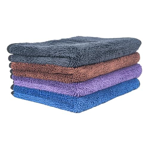 WISHKEY Microfiber Car Cleaning Cloth - Extra Large 30x40 cm Pack of 4, Soft 500 GSM, Super Absorbent Cleaning Clothes, Perfect Micro Fiber Cloth for Car and Bikes Cleaning