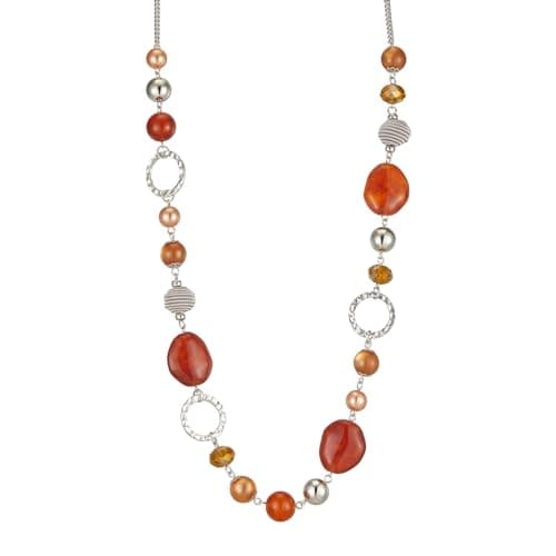 PEARL&CLUB Long Beaded Necklaces for Women - Sweater Chain Fashion Jewelry Necklace Gifts for Women(23-Red coffee)